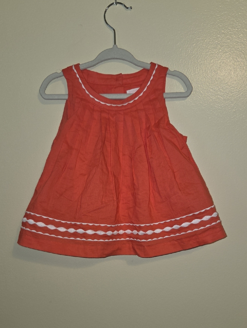 Janie and Jack Infant Girl's Coral Sleeveless Embroidered Tank Top 18-24 Months